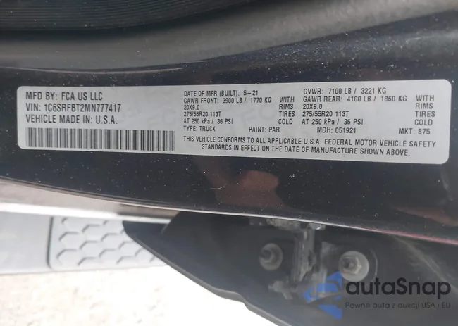 1C6SRFBT2MN777417: 42752327