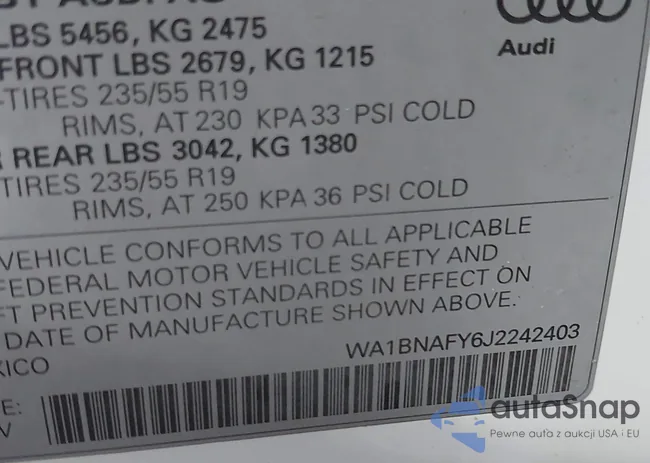 WA1BNAFY6J2242403: 42752356