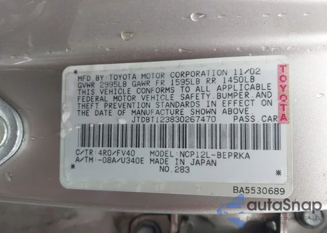 JTDBT123830267470: 42752433