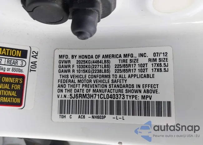 5J6RM3H71CL040373: 42751702