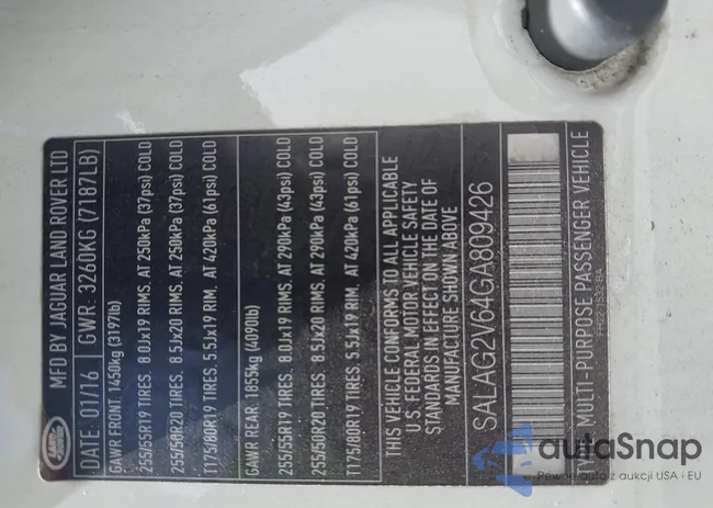 SALAG2V64GA809426: 42751894