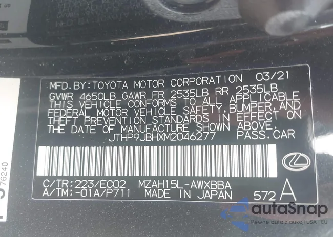 JTHP9JBHXM2046277: 42753258