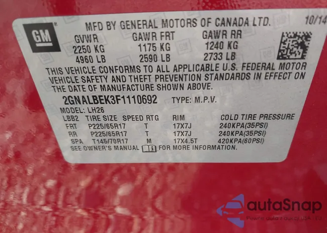 2GNALBEK3F1110692: 42753291