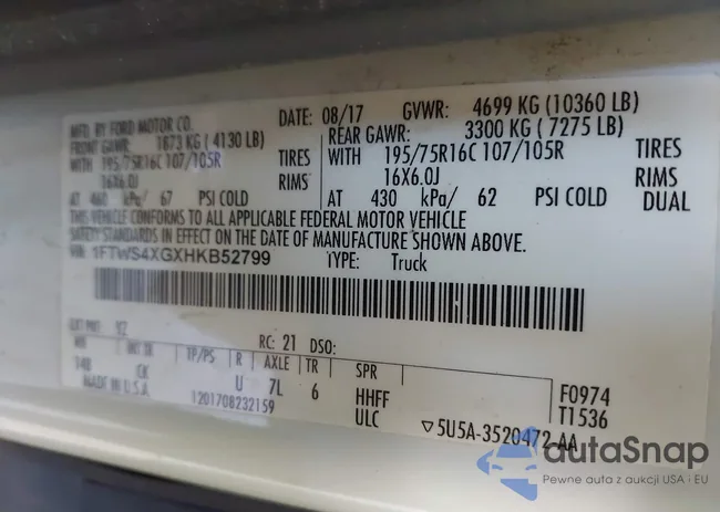 1FTWS4XGXHKB52799: 42753522