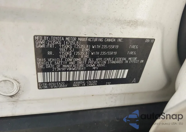 2T3N1RFV8KW079541: 42753537