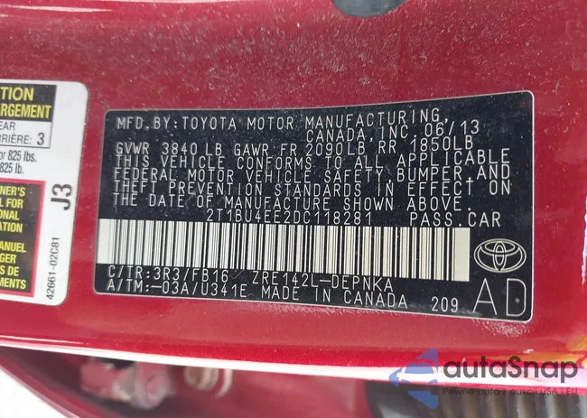 2T1BU4EE3DC993711: 42752715