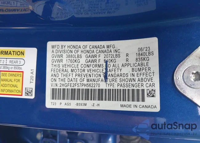 2HGFE2F57PH562270: 42752794