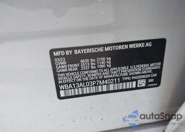 WBA13AL03P7M40211: 42754485