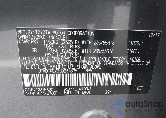 JTMDFREV3JD231395: 42753902