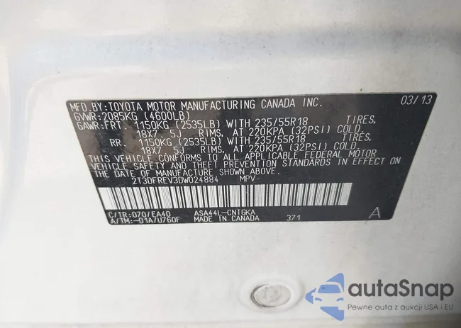 2T3DFREV3DW024884: 42755159