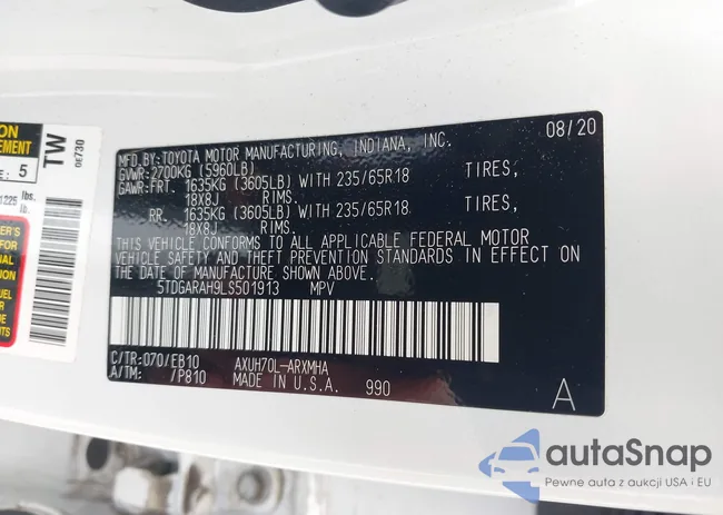 5TDGARAH9LS501913: 42755171