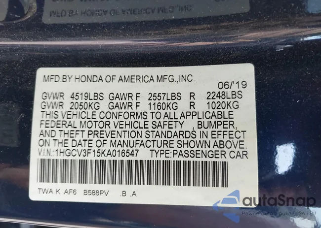 1HGCV3F15KA016547: 42755351