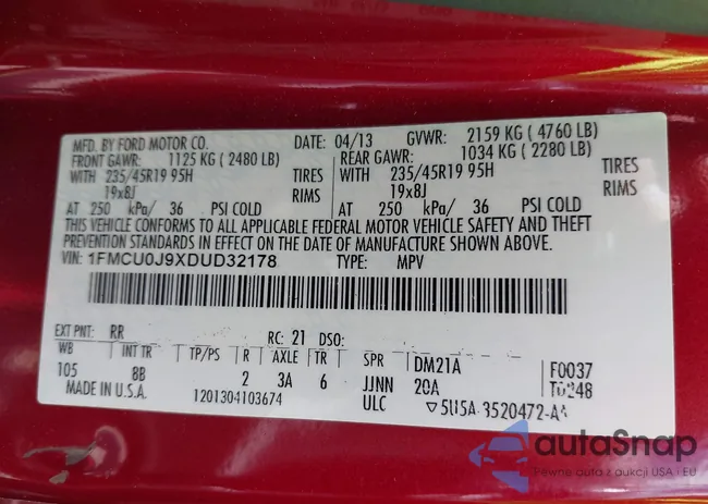 1FMCU0J9XDUD32178: 42754756