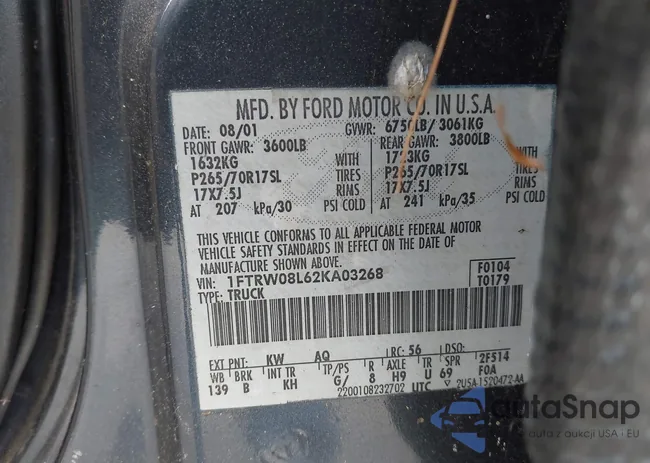 1FTRW08L62KA03268: 42755027