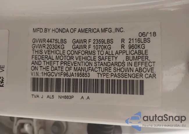 1HGCV1F96JA195853: 42755044