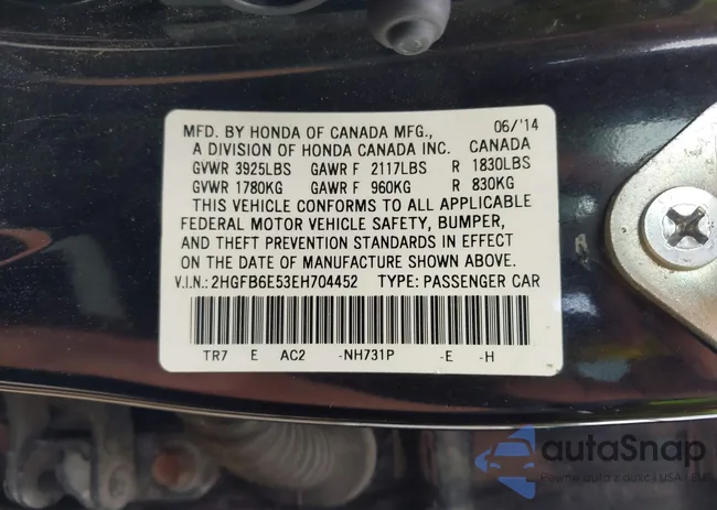 2HGFB6E53EH704452: 42756368