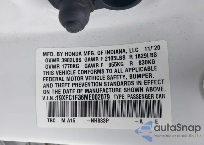 19XFC1F36ME002079: 42755778