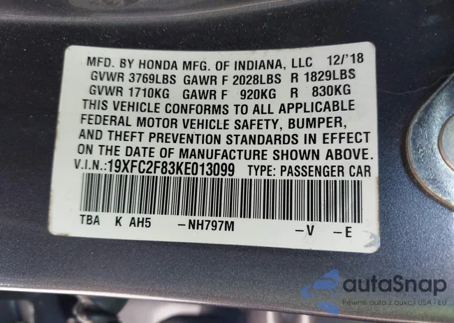 19XFC2F83KE013099: 42755961