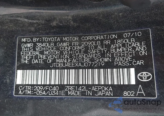 JTDBU4EEXAJ077219: 42757122