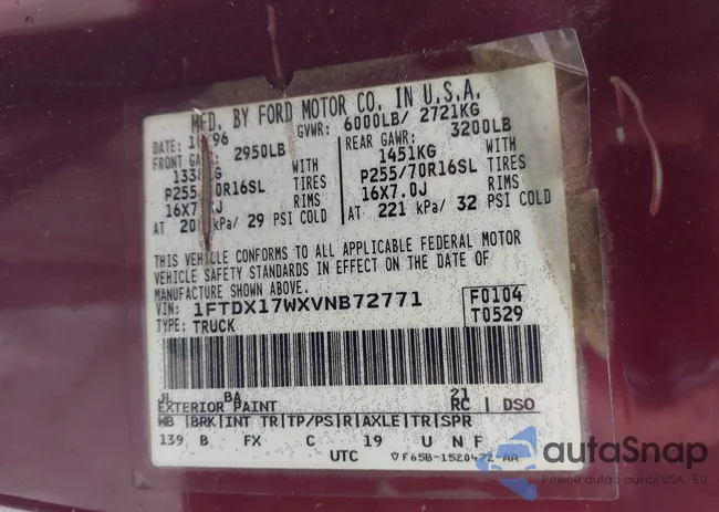 1FTDX17WXVNB72771: 42757250