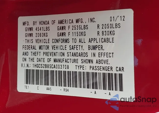 1HGCS2B85CA003708: 42757279