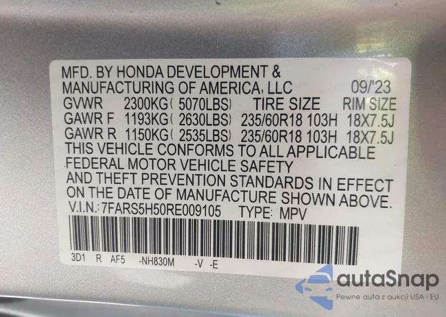 7FARS5H50RE009105: 42757329