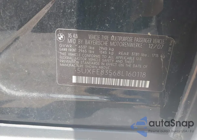 5UXFE83568L160118: 42757332