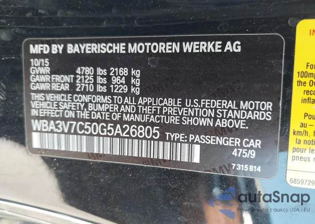 WBA3V7C50G5A26805: 42757550