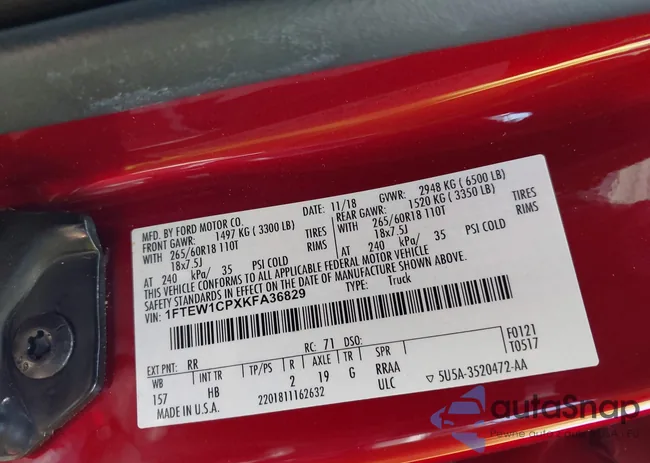 1FTEW1CPXKFA36829: 42757637