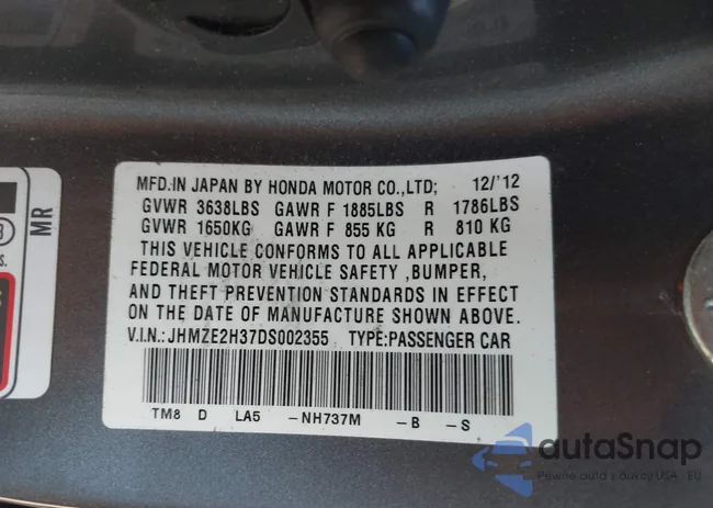 JHMZE2H37DS002355: 42756762