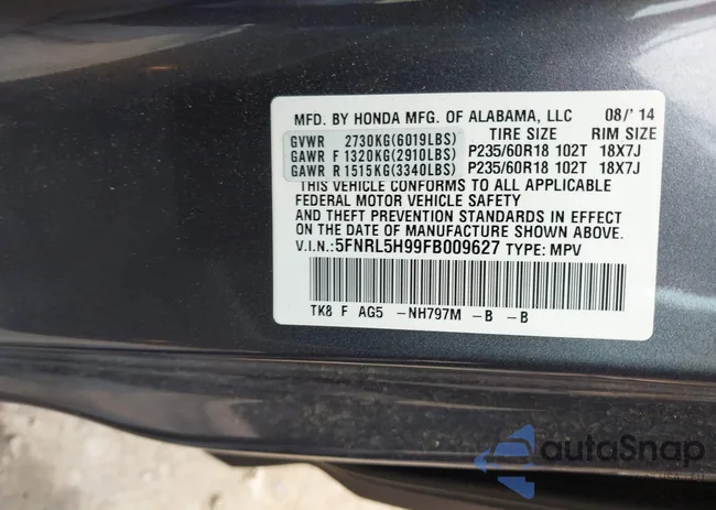 5FNRL5H99FB009627: 42758125