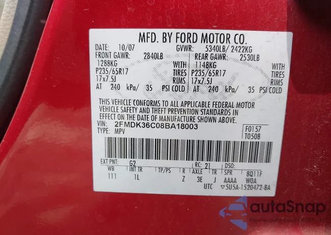 2FMDK36C08BA18003: 42758146