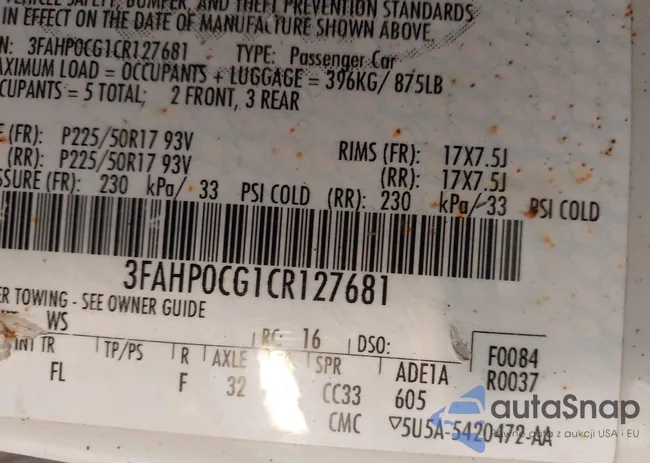 3FAHP0CG1CR127681: 42758196