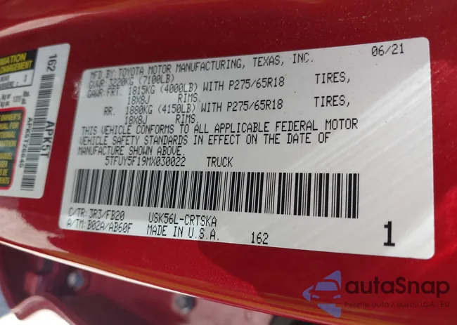 5TFUY5F19MX030022: 42758272