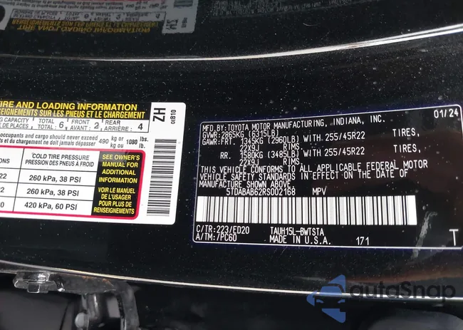 5TDABAB62RS002168: 42758396