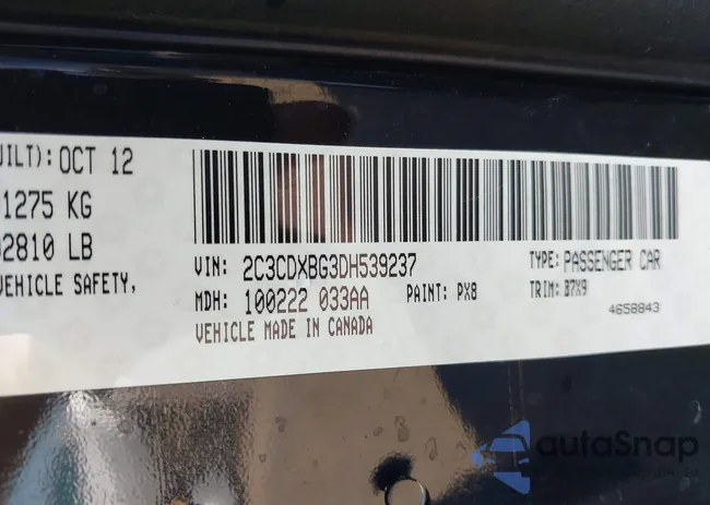 2C3CDXBG3DH539237: 42758574