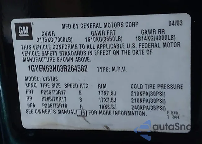 1GYEK63N03R264582: 42758672