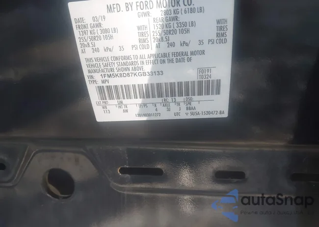 1FM5K8D87KGB33133: 42757909