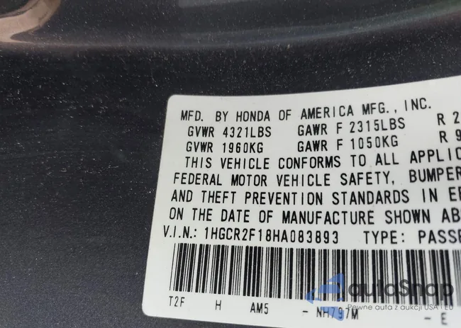 1HGCR2F18HA083893: 42759160