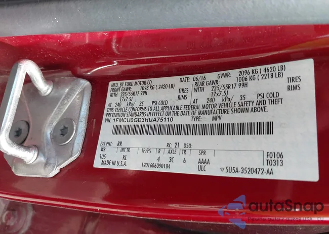 1FMCU0GD3HUA75110: 42759522