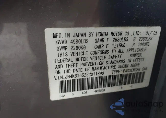 JH4KB16525C011890: 42759592