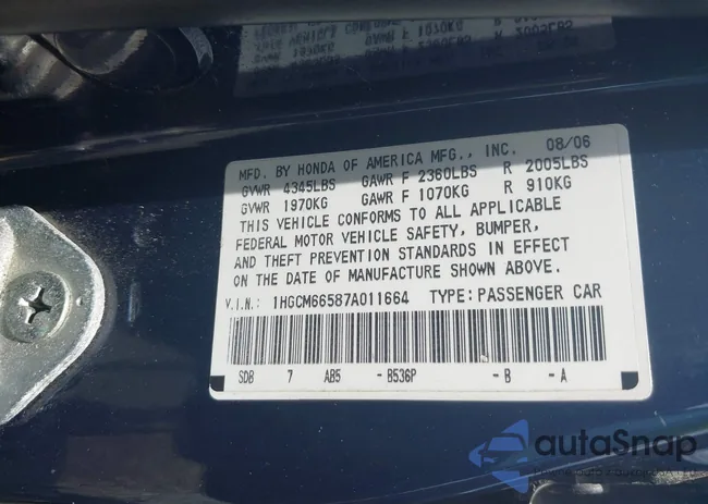 1HGCM66587A011664: 42758686