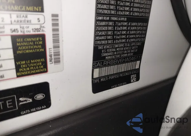 SALRRBBV6HA046111: 42758932