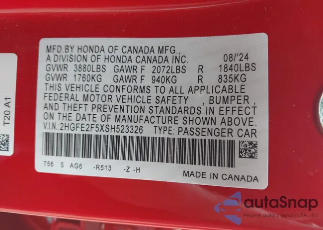 2HGFE2F5XSH523326: 42760137