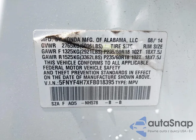 5FNYF4H7XFB018395: 42760188