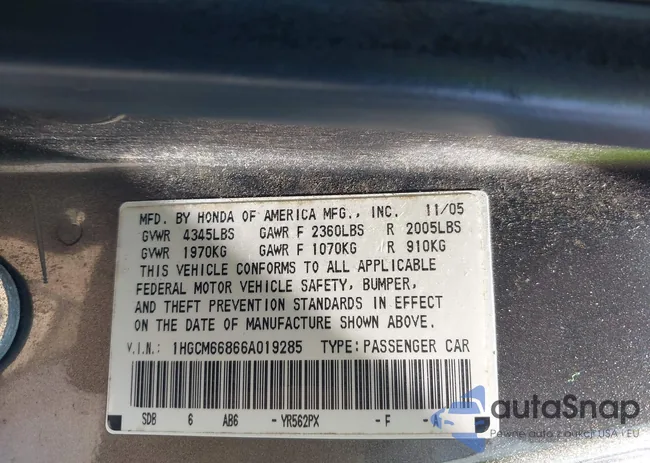 1HGCM66866A019285: 42760364