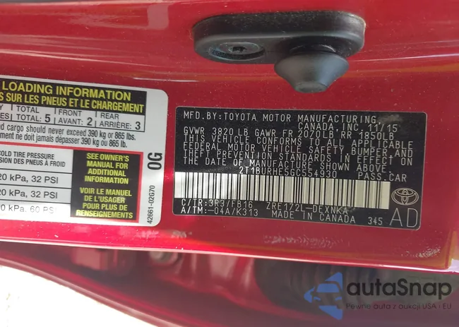 2T1BURHE5GC554930: 42760486