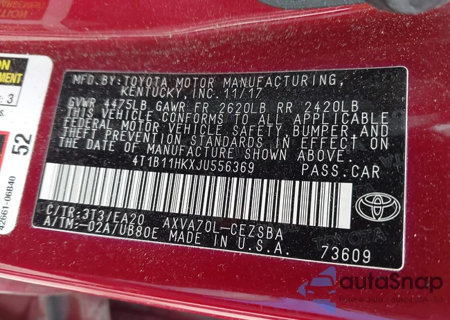 4T1B11HKXJU556369: 42760600