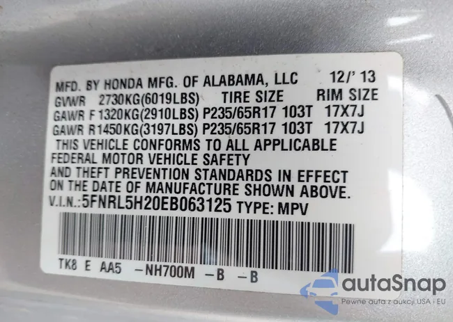 5FNRL5H20EB063125: 42759726