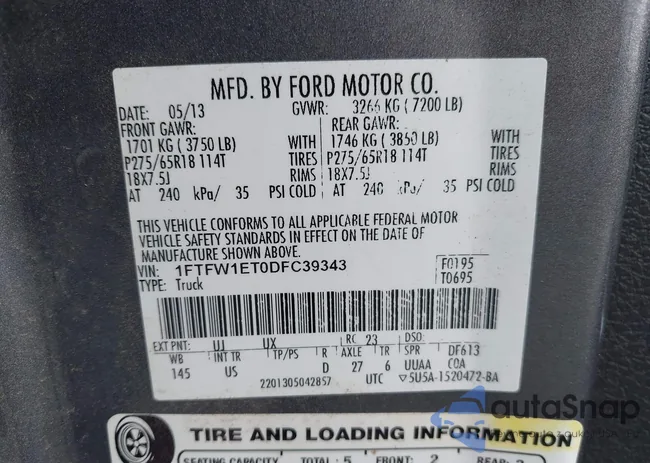 1FTFW1ET0DFC39343: 42759750